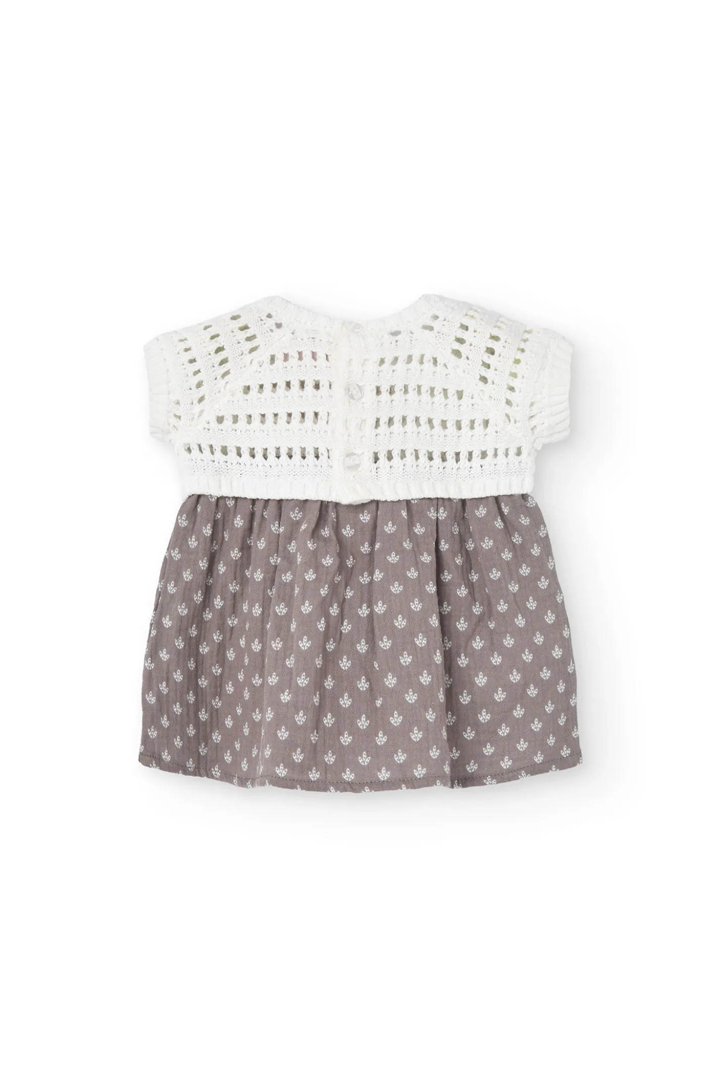 Vestito in maglia tricot per neonata di colore bianco