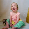 Vestito in popeline per bambina con design a quadri multicolore