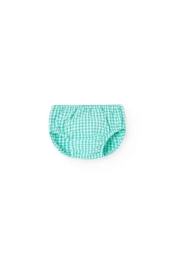 Vestito in popeline per bambina con design a quadri multicolore
