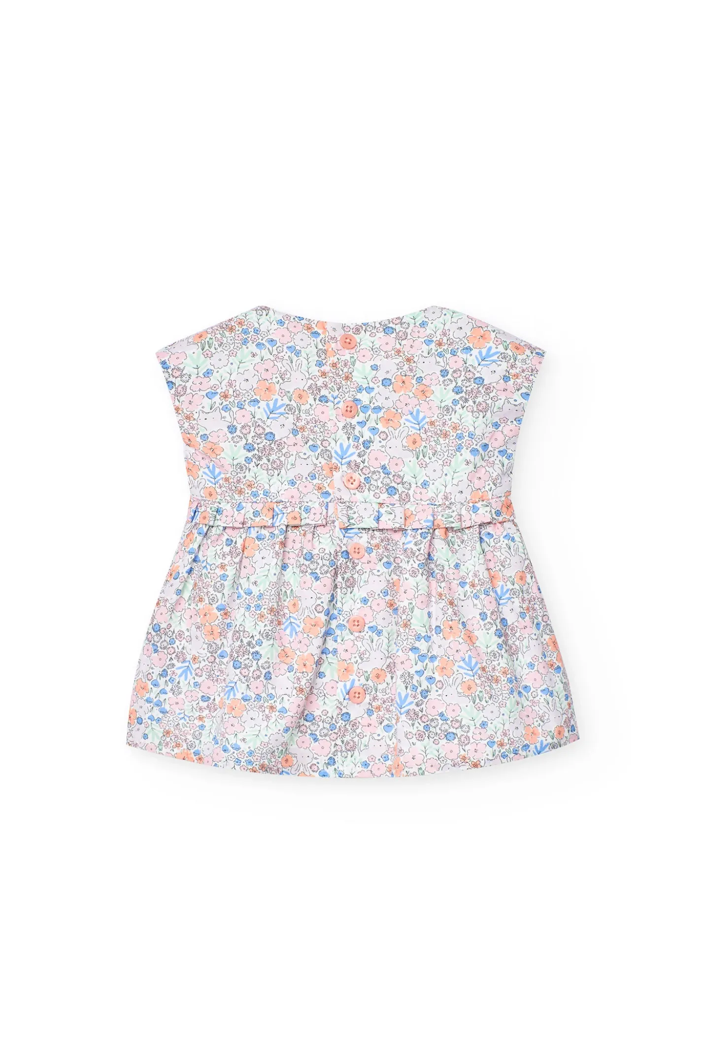 Vestito in popeline per neonata con stampa floreale