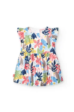 Vestito in raso per neonata con stampa floreale
