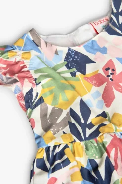 Vestito in raso per neonata con stampa floreale