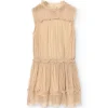 Vestito in tulle plissettato per bambina in colore oro