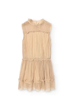 Vestito in tulle plissettato per bambina in colore oro