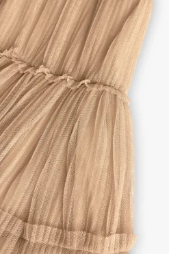 Vestito in tulle plissettato per bambina in colore oro