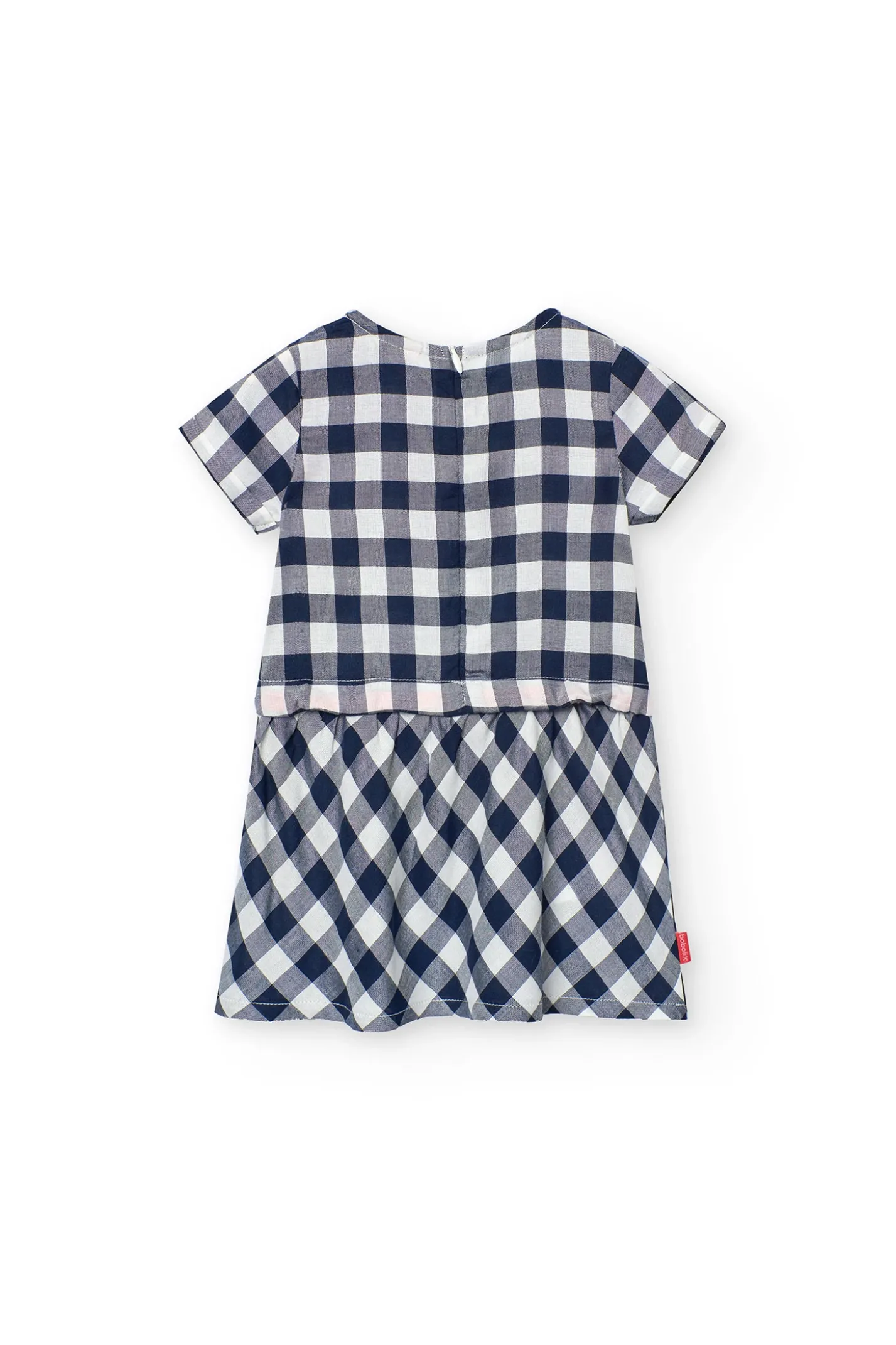 Vestito in viscosa per bambina con motivo a quadretti in colore navy.