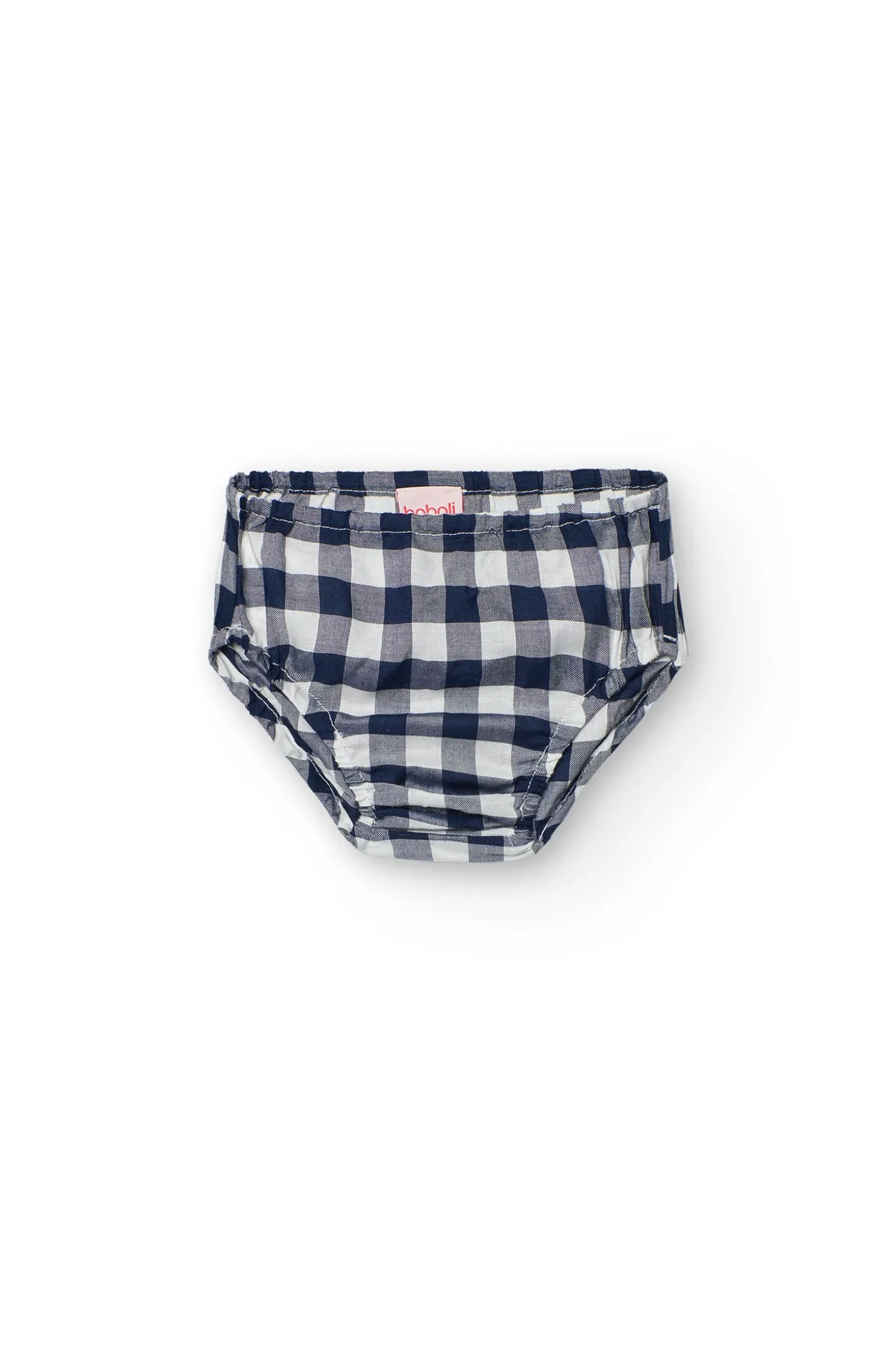 Vestito in viscosa per bambina con motivo a quadretti in colore navy.