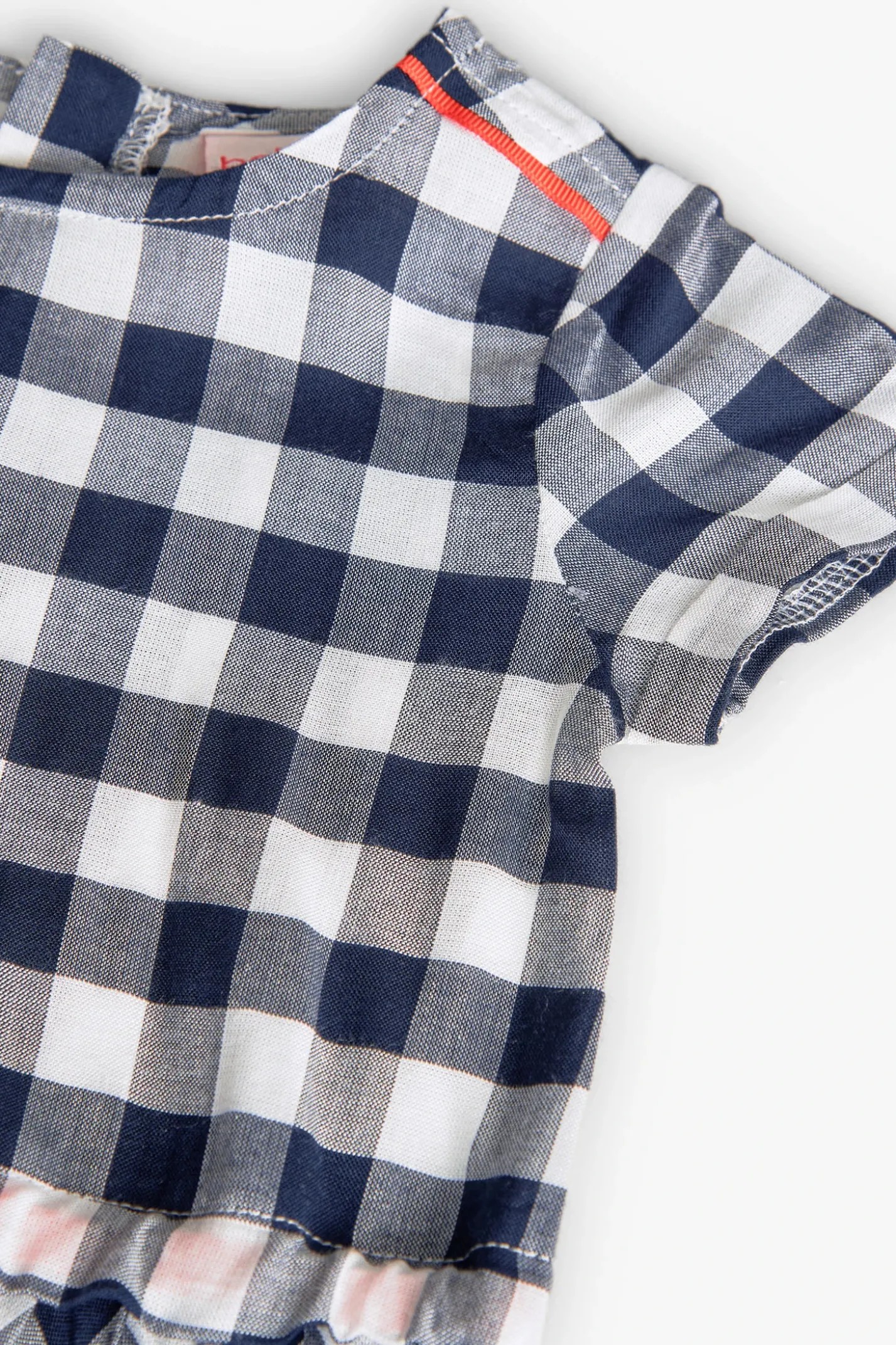 Vestito in viscosa per bambina con motivo a quadretti in colore navy.